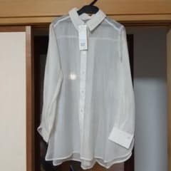 ホワイト シフォン 長袖シャツのサムネイル
