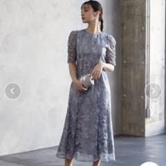 aimer エメ　エンブロイダリーチュールパイピングドレス　グレー　Mサイズのサムネイル