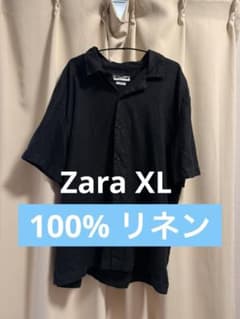 ZARA メンズ 100% リネンシャツ黒 ブラックのサムネイル