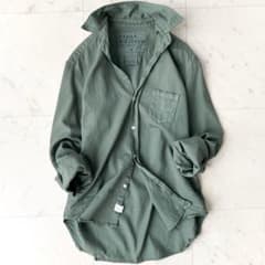 フランク＆アイリーン EILLEN カラーシャツ ダメージ・シワ加工 カーキ 綿 フランク＆アイリーン EILLEN カラーシャツ ダメージ・シワ加工 カーキ