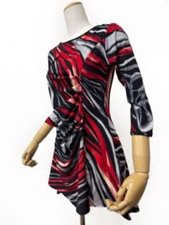 Mサイズ】新品 JOAN社交ダンス 水玉バルーンスリーブトップスs003