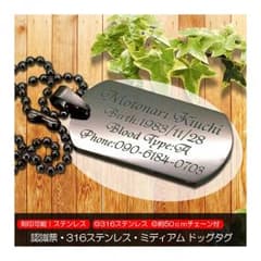 【刻印可能】 ドッグタグ 316ステンレス ミディアムサイズ 認識票 名入れ 2のサムネイル