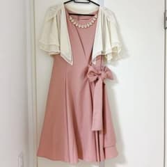 ラッピ様専用⭐︎パーティードレス　2点セット ピンク＆白 サイドリボン 二次会のサムネイル
