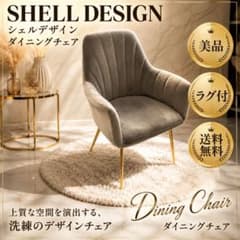 シェルデザイン ダイニングチェア 美品 ラグ付 グレー - メルカリ