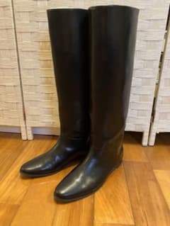 未使用 ブラック ロングブーツ シンプルデザインのサムネイル