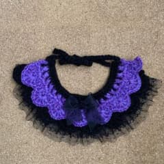 ハンドメイド ペット用つけ襟 パープル×ブラックのサムネイル