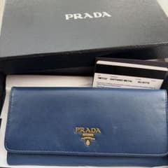PRADA サフィアーノ　メタルロゴ　メタルフラップ　コバルトブルー　長財布 PRADA サフィアーノ メタルロゴ ブルー 長財布 メンズ レディース