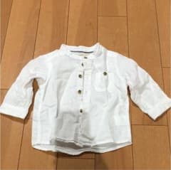 H&M 麻素材 白シャツ 74センチのサムネイル