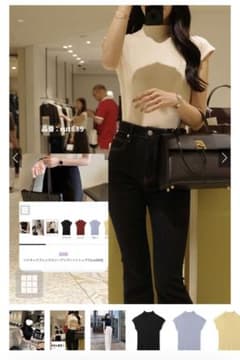 GRL ハイネックフレンチスリーブリブニットトップスのサムネイル