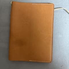 ハンドメイド 本革 ブックカバー キャメル