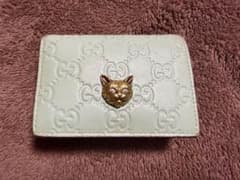 は*割様 GUCCI グッチ　二つ折り財布 キャットヘッド シマレザー　ミントグ は*割様 GUCCI グッチ 二つ折り財布 キャットヘッド シマレザー
