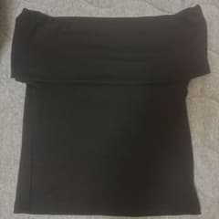 オフショルダー リブカットソー ブラックのサムネイル