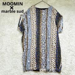 新品　MOOMIN×marble sud ムーミン総柄　半袖膝丈ワンピース日本製 新品 MOOMIN×marble sud ムーミン総柄 半袖膝丈ワンピース日本製