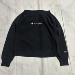 Champion リバースウィーブ レディースM 黒 刺繍ロゴ 裏起毛のサムネイル
