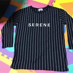 紺色ボーダー ７分Tシャツ 大きいサイズのサムネイル