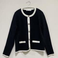 【美品】ZARA パールボタンバイカラーカーディガンのサムネイル