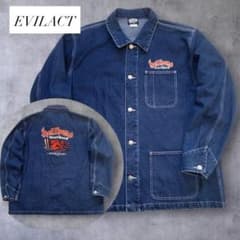 カーフィー様EVILACT × CANVAS イーブルアクト　デニムカバーオール EVILACT × CANVAS イーブルアクト デニムカバーオール XL - メルカリ