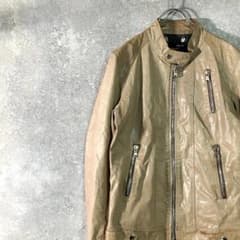DACUTE ライダースジャケット レザー 長袖 カーキ 無地 シングル 山羊 