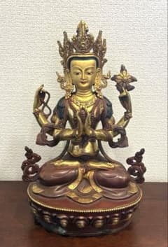 チベット ネパール 四臂観音菩薩 仏像 金銅仏 - メルカリ