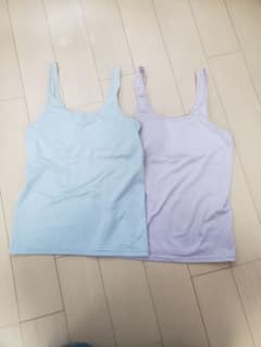 USED*しまむら*キャミソール140 2枚組　インナー　肌着　女の子　紫　水色のサムネイル