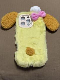 iPhoneケース 犬デザイン ファー素材 リボン付きのサムネイル