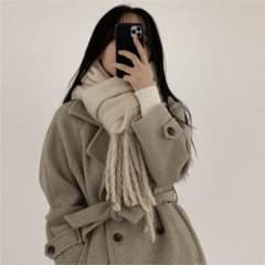 ソニョナラ ウールストラップロングコート 黒のサムネイル