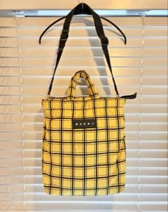 マルニ MARNI PUFF パフ L トート ショルダー チェック イエロー 