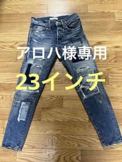 【moussy】パッチワーク風テーパードデニムパンツのサムネイル