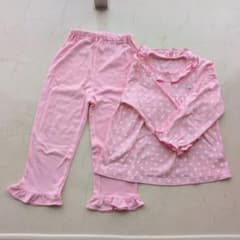 キッズ パジャマ 上下セット ピンク ドット柄のサムネイル