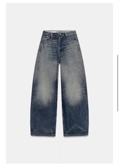 ZARA TRF ミッドライズ折り返しウエストデニムパンツ - メルカリ