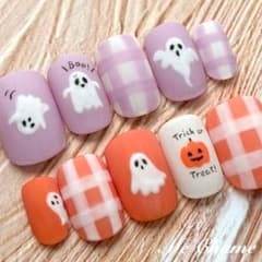 【❁サイズ変更無料❁】ネイルチップ ハロウィン ゴースト パンプキンのサムネイル