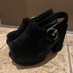 snidel ファー スリングバックサンダル 黒のサムネイル