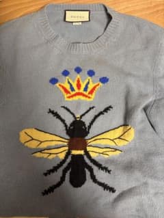 GUCCI 水色 ニット 蜂と王冠刺繍