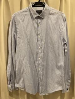 ZARA MAN シャツ 薄青 柄 L相当 長袖 メンズのサムネイル