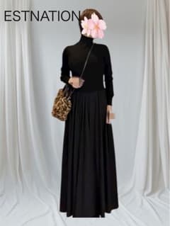 エストネーション　ハイネックウエスト切替ロングワンピース美品 エストネーション ハイネックウエスト切替ロングワンピース美品 - メルカリ