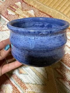 青色釉薬の陶器火鉢 陶器 火鉢 青色 貫入釉 - メルカリ