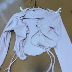 リブ 長袖 カーディガン ピンクのサムネイル
