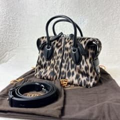 TOD'S トッズ Dスタイリング レオパード ハラコ レザー 2way バッグ TOD'S トッズ Dスタイリング レオパード ハラコ レザー 2way バッグ