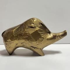 三枝惣太郎作　猪 イノシシ　干支置物 金属工芸　インテリア オブジェのサムネイル