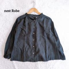 nestRobe ネストローブ 2way リネン スタンドフリルブラウス 黒 - メルカリ