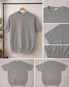 GU サマーニット 半袖ニット グレー Lサイズ メンズ 編み柄のサムネイル