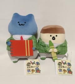 문구와 함께 오"분구"와 함께 봉제인형 고양이 씨, 푸딩 씨