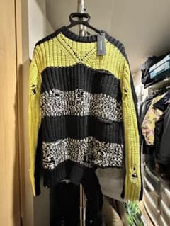 DIESELコットンニットセーターメンズ ダメージ加工 長袖 ざっくりニットのサムネイル