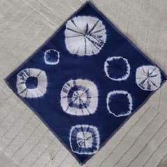 ⑤ ハンドメイド 有松絞り コットンハンカチ 15✕15cmのサムネイル