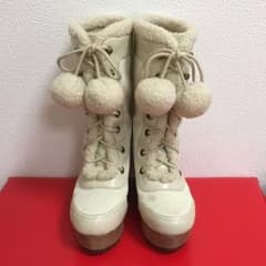 もこもこ 厚底 ブーツ アイボリー Sサイズのサムネイル