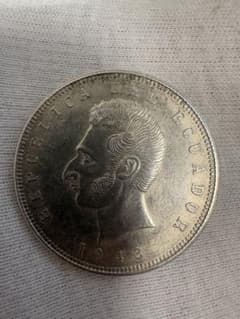 1943年 エクアドル 5スクレ 銀貨 - メルカリ