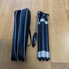 Hakuba 10-section compact tripod with carrying case, Japanese-made, Showa era vintage, in excellent condition.