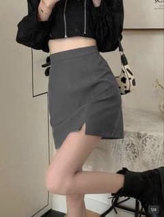 SHEIN スリット入り ミニスカート グレー Lのサムネイル