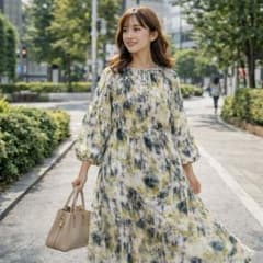 【美品】Mila Owen ワンピース S 花柄 長袖 Aライン
