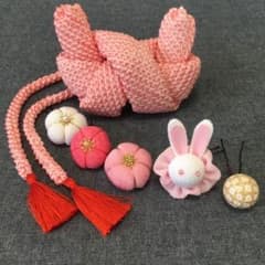 七五三 かのこ・前飾り・お花・和玉・うさぎ 髪飾り 日本髪 子供